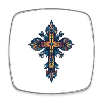 Croix chrétienne - Magnet carré - blanc - Devant