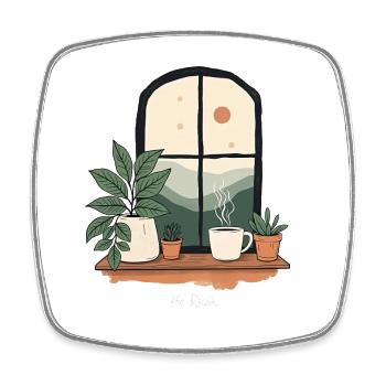 No Rush Simple Living Anti Hustle Tranquility - Square fridge magnet - white - Front