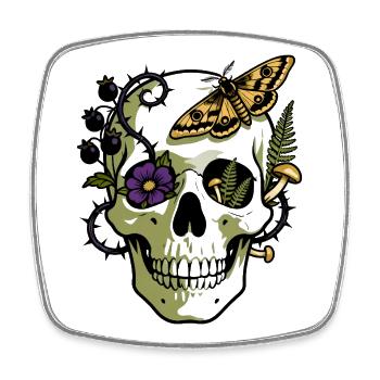 Natura Skull with Flowers and Butterflies - Square fridge magnet - white - Front