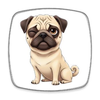 Süßer Mops mit Zwinkern Cartoon Hund Herrchen - Viereckiger Kühlschrankmagnet - Weiß - Vorne
