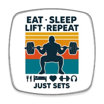 Haltérophile de salle de sport, Eat Sleep Lift Fitness - Magnet carré - blanc - Devant