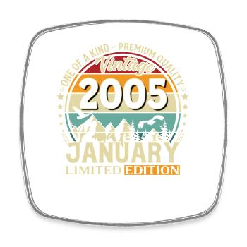 21. Geburtstag Vintage Januar Jahrgang 2005 - Viereckiger Kühlschrankmagnet - Weiß - Vorne