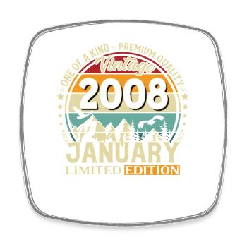 18th Birthday Vintage January Vintage 2008 - Square fridge magnet - white - Front