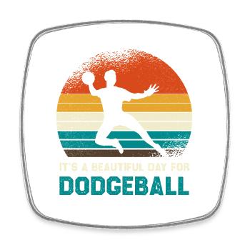 Retro Sunset Dodgeball Day - Square fridge magnet - white - Front