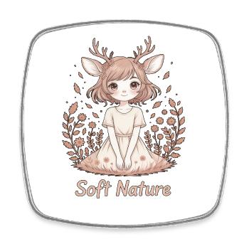 Soft Nature Zartes Anime Fawn Girl - Viereckiger Kühlschrankmagnet - Weiß - Vorne