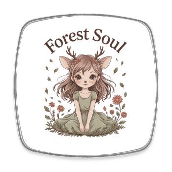 Forest Soul Delicate Anime Fawn Girl - Square fridge magnet - white - Front