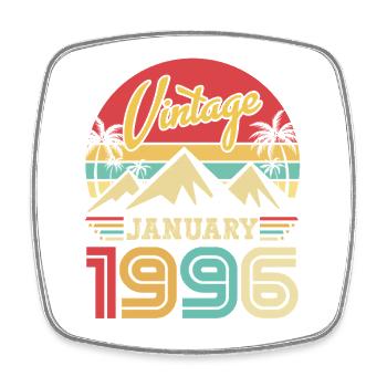 January 1996 Vintage Retro Birthday Gift - Square fridge magnet - white - Front