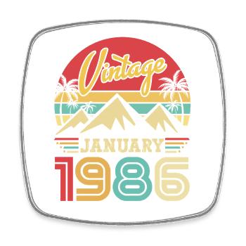 Janvier 1986 Vintage Cadeau d'anniversaire Rétro - Magnet carré - blanc - Devant
