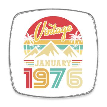 Janvier 1976 Vintage Cadeau d'anniversaire Rétro - Magnet carré - blanc - Devant
