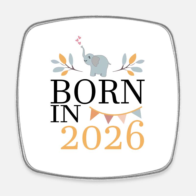 Née en 2026 Bébé Éléphant Bientôt Maman Cadeau - Magnet carré - blanc