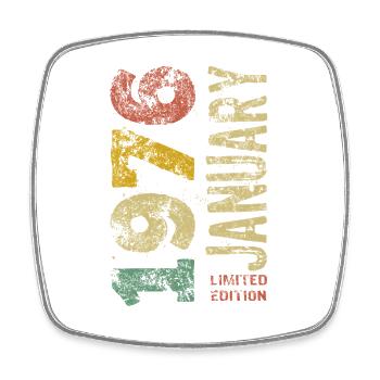 Édition limitée cadeau d’anniversaire de janvier 1976 - Magnet carré - blanc - Devant