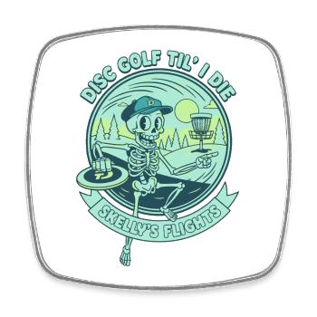 Disc Golf Til I Die Skellys Flights Funny Disc - Viereckiger Kühlschrankmagnet - Weiß - Vorne