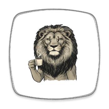 Kaffee Löwe Portrait - Viereckiger Kühlschrankmagnet - Weiß - Vorne