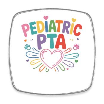Pediatric PTA Rainbow Heart - Square fridge magnet - white - Front