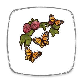 Monarch Bloom Garden - Viereckiger Kühlschrankmagnet - Weiß - Vorne