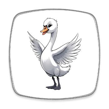 Illustration joyeuse des ailes d’oie - Magnet carré - blanc - Devant