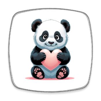 Panda Herzenstafel - Viereckiger Kühlschrankmagnet - Weiß - Vorne