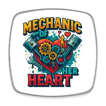 Cœur mécanicien de la Saint-Valentin, tournevis de l’amour - Magnet carré - blanc - Devant