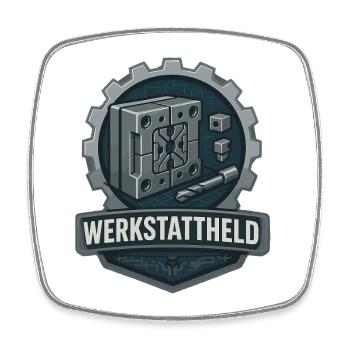 Werkstattheld, Werkzeugbau Profi - Magnet carré - blanc - Devant