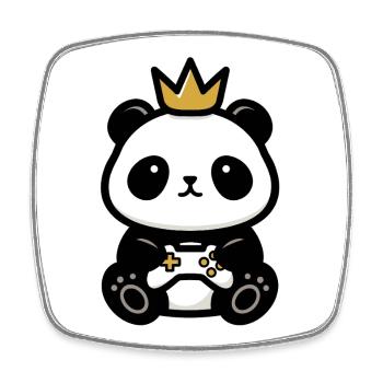 Couronne de joueur autocollant Panda - Magnet carré - blanc - Devant