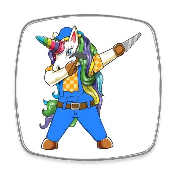 Dabbing Unicorn Carpenter Handyman Woodworking - Square fridge magnet - white - Front