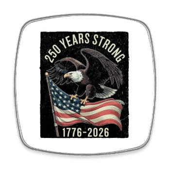 250 Years Strong 1776–2026 - Square fridge magnet - white - Front