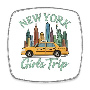 New York Girls Trip - Viereckiger Kühlschrankmagnet - Weiß - Vorne