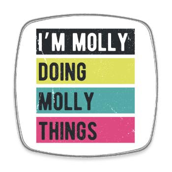 Ich bin Molly, die Molly-Dinge in Retro-Farben macht - Viereckiger Kühlschrankmagnet - Weiß - Vorne