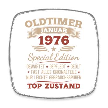 50th Birthday Gift Vintage Car January 1976 - Square fridge magnet - white - Front