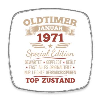 Cadeau pour le 55e anniversaire Voiture Classique janvier 1971 - Magnet carré - blanc - Devant