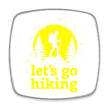 Let's go hiking Bergsteiger Wanderer Silhouette - Viereckiger Kühlschrankmagnet - Weiß - Vorne