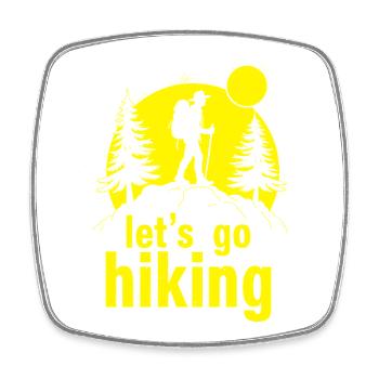 Let's go hiking Bergsteiger Wanderer Silhouette - Viereckiger Kühlschrankmagnet - Weiß - Vorne