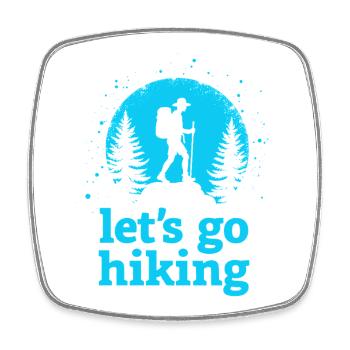 Let's go hiking Bergsteiger Wanderer Silhouette - Viereckiger Kühlschrankmagnet - Weiß - Vorne