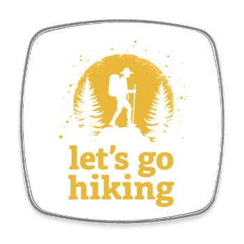 Let's go hiking Bergsteiger Wanderer Silhouette - Viereckiger Kühlschrankmagnet - Weiß - Vorne