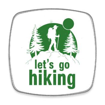 Let's go hiking Bergsteiger Wanderer Silhouette - Viereckiger Kühlschrankmagnet - Weiß - Vorne