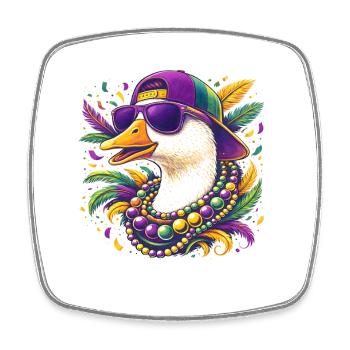 Mardi Gras Gans - Viereckiger Kühlschrankmagnet - Weiß - Vorne