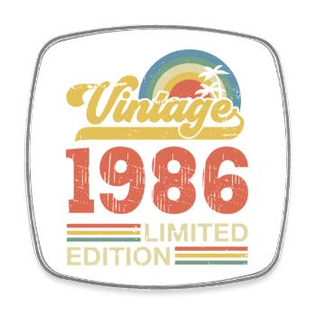 Vintage-Geburtstagsgeschenk von 1986 - Viereckiger Kühlschrankmagnet - Weiß - Vorne