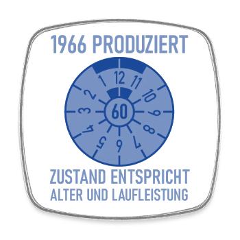 1966 Geboren 60. Geburtstag Auto Tuning HU Zustand - Viereckiger Kühlschrankmagnet - Weiß - Vorne