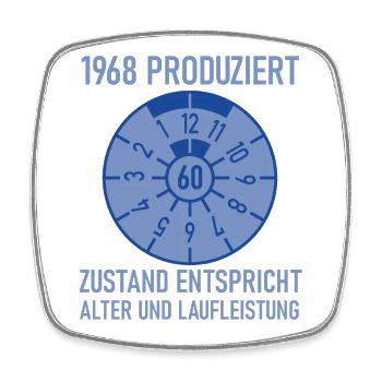 1968 Geboren 60. Geburtstag Auto Tuning - Viereckiger Kühlschrankmagnet - Weiß - Vorne