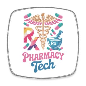 Rx Tech Pharmacy Art - Viereckiger Kühlschrankmagnet - Weiß - Vorne