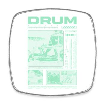 Batteur rock Drumplayer Streetwear - Magnet carré - blanc - Devant