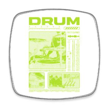 Batteur rock Drumplayer Streetwear - Magnet carré - blanc - Devant