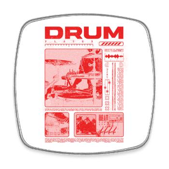 Batteur rock Drumplayer Streetwear - Magnet carré - blanc - Devant