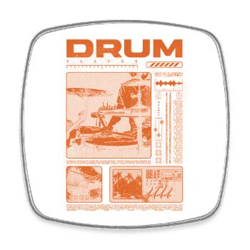 Batteur rock Drumplayer Streetwear - Magnet carré - blanc - Devant