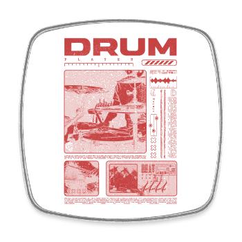 Batteur rock Drumplayer Streetwear - Magnet carré - blanc - Devant