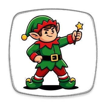 Niedliches Weihnachtselfen-Maskottchen - Viereckiger Kühlschrankmagnet - Weiß - Vorne