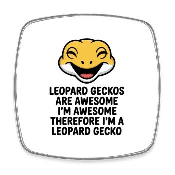 Mascotte joyeuse de Leopardgecko rit - Magnet carré - blanc - Devant