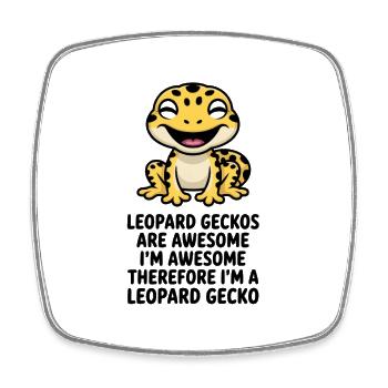 Smiling Yellow Gecko Cartoon - Square fridge magnet - white - Front