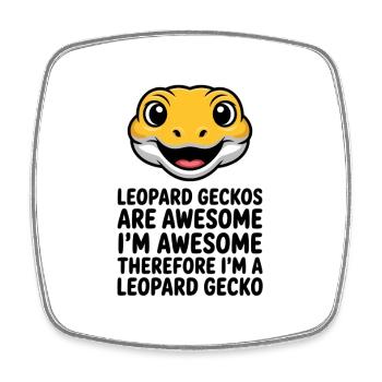 Leopard Gecko Cartoon Smile - Square fridge magnet - white - Front