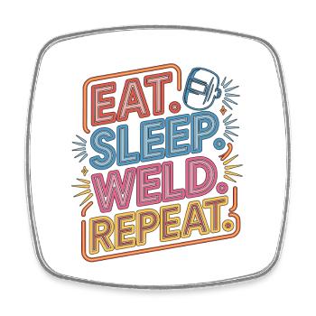 Welder Eat Sleep Weld Repeat Welding Fabrication - Viereckiger Kühlschrankmagnet - Weiß - Vorne